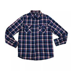 ELXR Flannel Shirt Men's MEDIUM Button Down Pocket Cotton Collar Plaid Top​​​